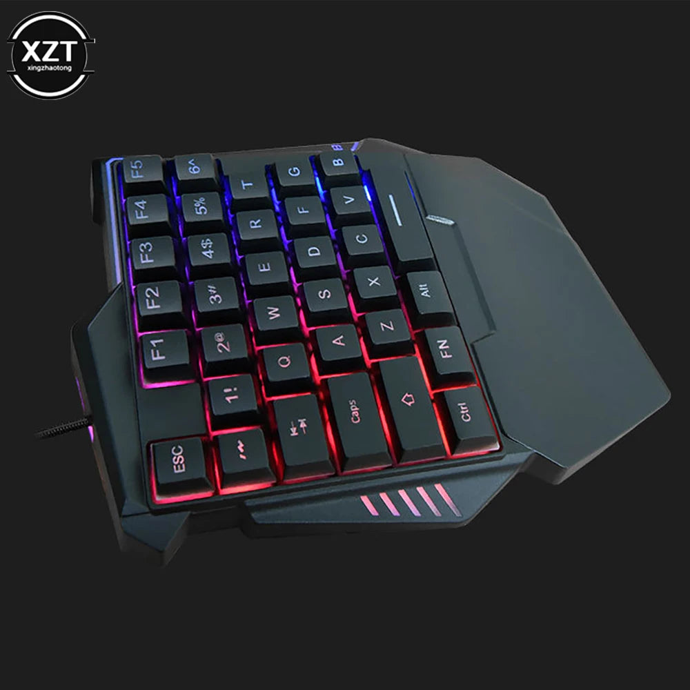 Compact Ergonomic USB One-Handed Mechanical Gaming Keyboard - 35 Keys Mini Wired Design