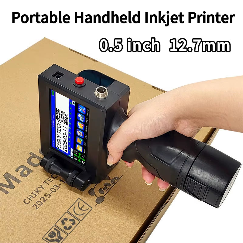 12.7MM Portable Handheld Inkjet Printer for Production Date and Barcode Label Coding with Quick-Drying Technology