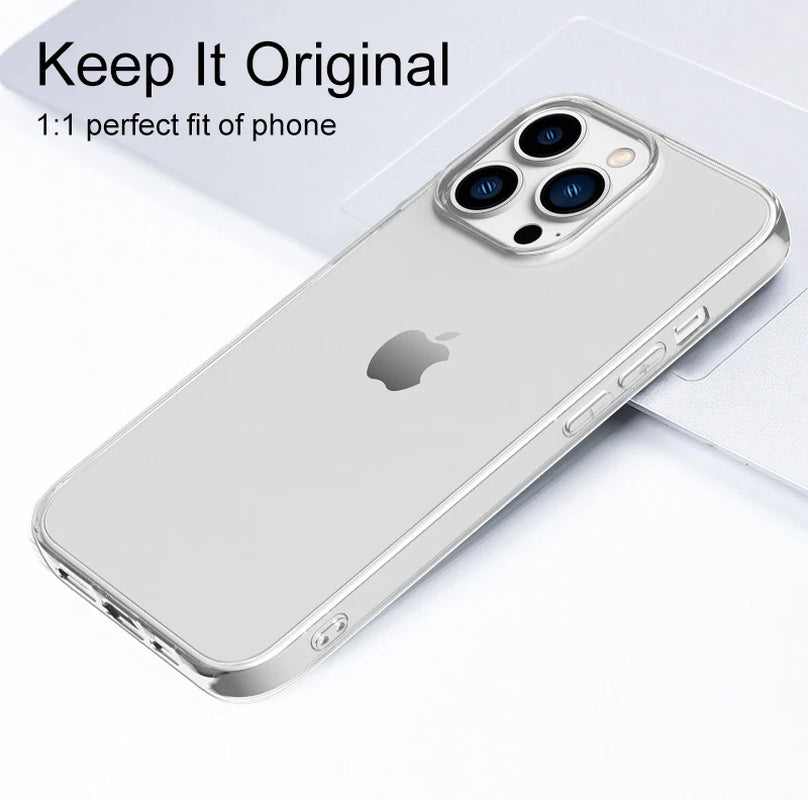 Premium Ultra Thin Clear Silicone Case for iPhone 15, 14, 13, 12, 11, Pro, XS Max, Mini, XR, X, 7, 8, 6S Plus, 6, SE (2020, 2022, 2016), 5, 5S - Back Cover Protection