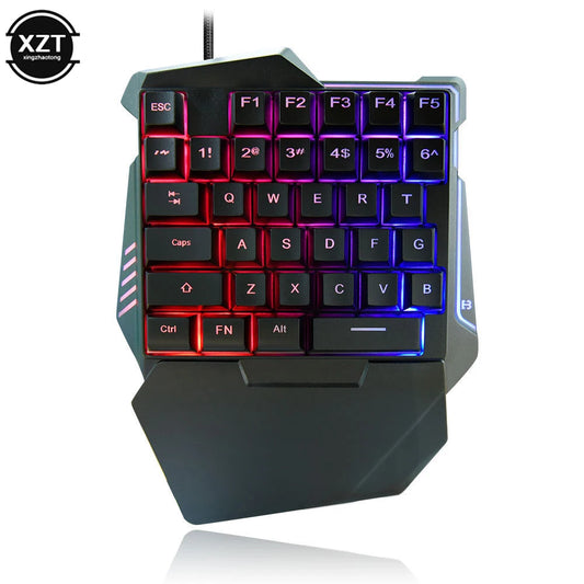 Compact Ergonomic USB One-Handed Mechanical Gaming Keyboard - 35 Keys Mini Wired Design