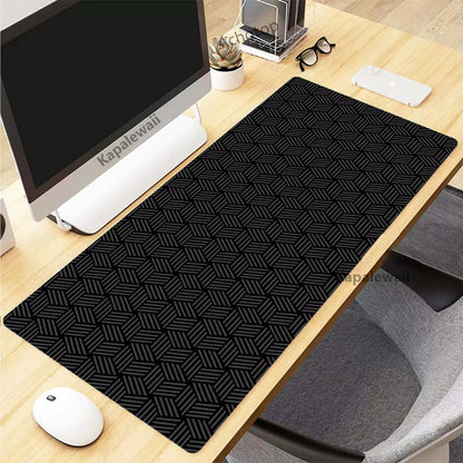 XXL Black and White Topographic Map Art Mouse Pad - 900x400mm Rubber Gaming Mouse Mat and Keyboard Accessory