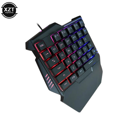 Compact Ergonomic USB One-Handed Mechanical Gaming Keyboard - 35 Keys Mini Wired Design