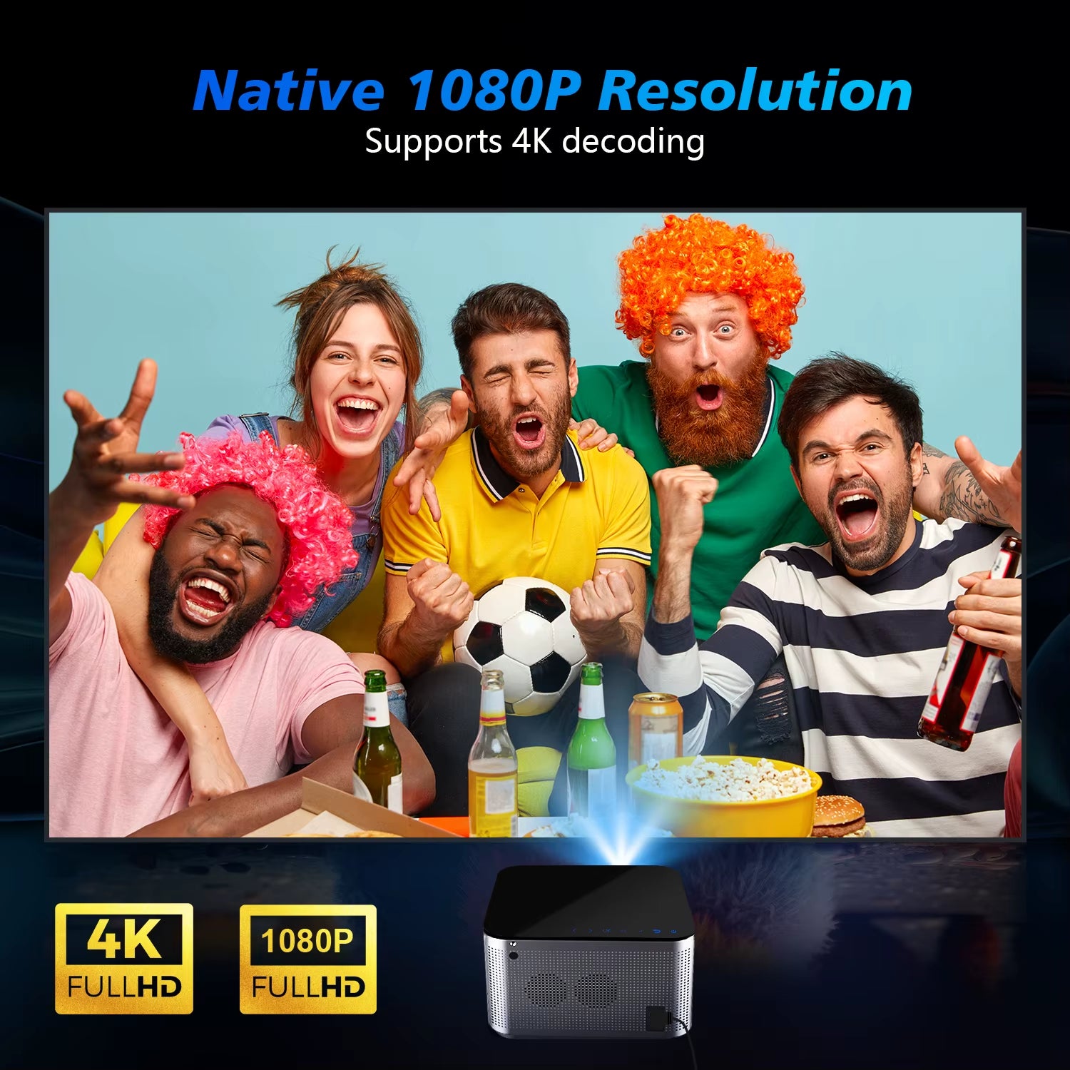 Android 11 4K Smart Projector with 580 ANSI Lumens, 1920x1080P Full HD, WiFi 6, Bluetooth 5.0, Allwinner H713, Voice Control for Home Cinema Theater