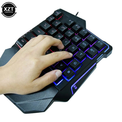 Compact Ergonomic USB One-Handed Mechanical Gaming Keyboard - 35 Keys Mini Wired Design
