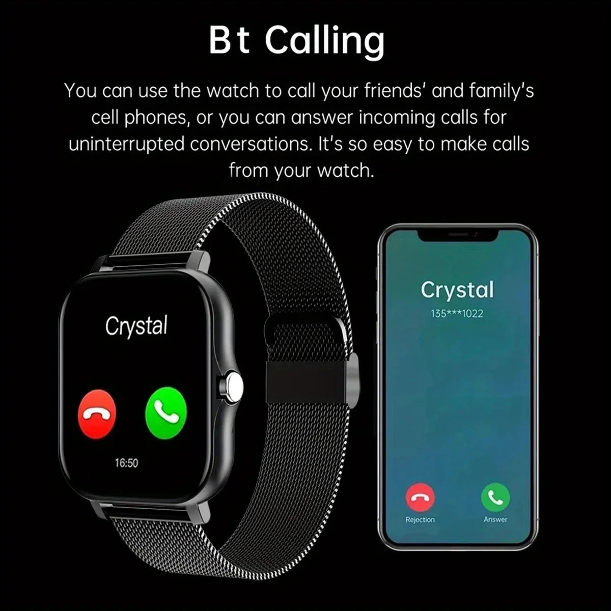 2024 Bluetooth Smartwatch for Men and Women - Touchscreen Call Answering, Fitness Tracking, Waterproof, Compatible with Android and iOS, Ideal Gift