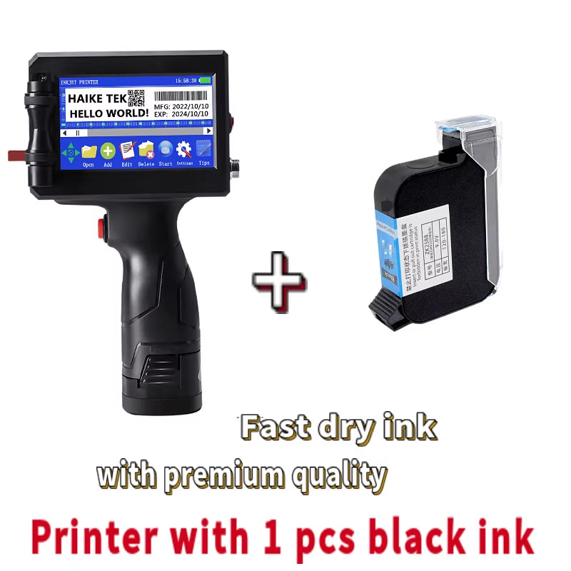 12.7MM Portable Handheld Inkjet Printer for Production Date and Barcode Label Coding with Quick-Drying Technology